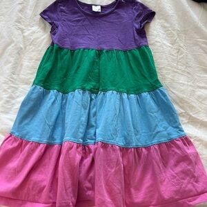 Purple Green Tiered Midi Sundress